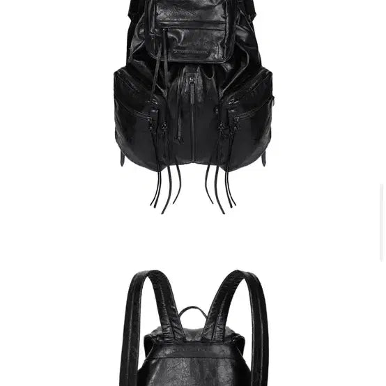 [SOLD OUT] 트리밍버드 지퍼 플랩 빅 백팩 블랙