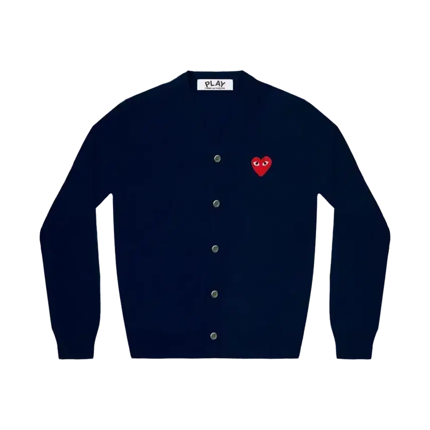 [SOLD OUT] 플레이 꼼데가르송 레드 하트 니트 가디건 네이비