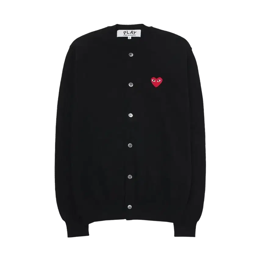 [SOLD OUT] 플레이 꼼데가르송 레드 하트 니트 가디건 블랙