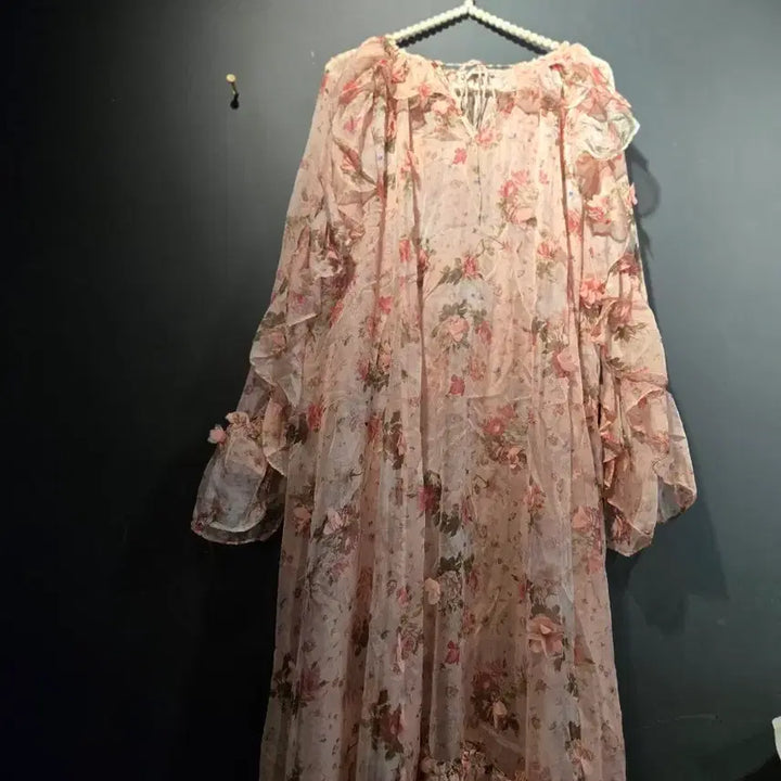 [SOLD OUT] 쉬폰 플라워 패턴 프릴 원피스