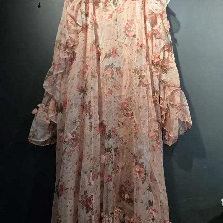 [SOLD OUT] 쉬폰 플라워 패턴 프릴 원피스