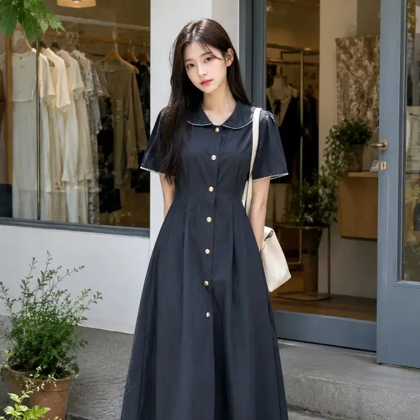 [SOLD OUT] TWEE 카라 A라인 원피스 (면 100% / 여름용 / 날씬핏)
