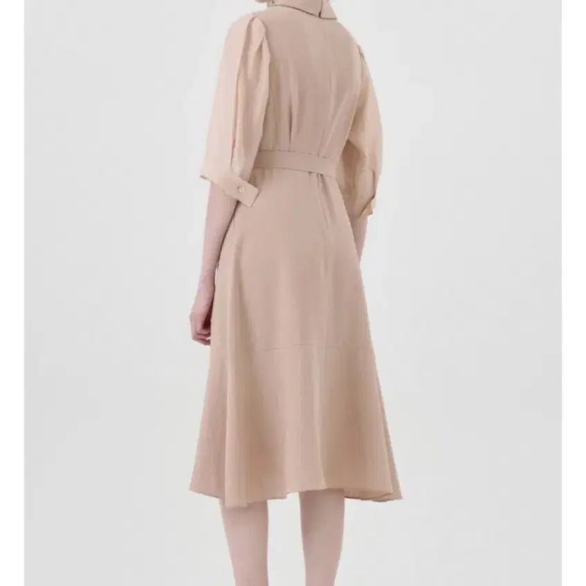 [SOLD OUT] 23년 KL바이린 쉬어퍼프소매 A라인 플레어 롱원피스 핑크베이지여름하객룩