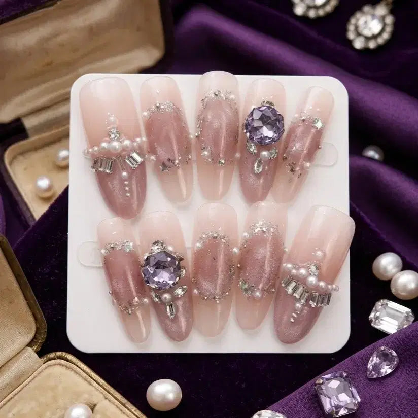 [BUNJANG] Purple Cubic Glitter Nail Tips / 96번 퍼플 큐빅 글리터 네일팁
