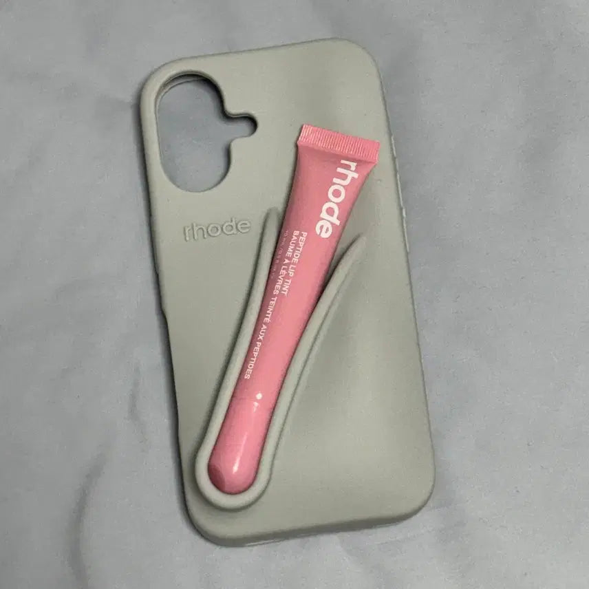 [BUNJANG] Rhode Peptide Lip Tint Case for iPhone 16 with Ribbon / rhode 로드스킨 립케이스 헤일리비버 펩타이트 립틴트 아이폰 16 리본