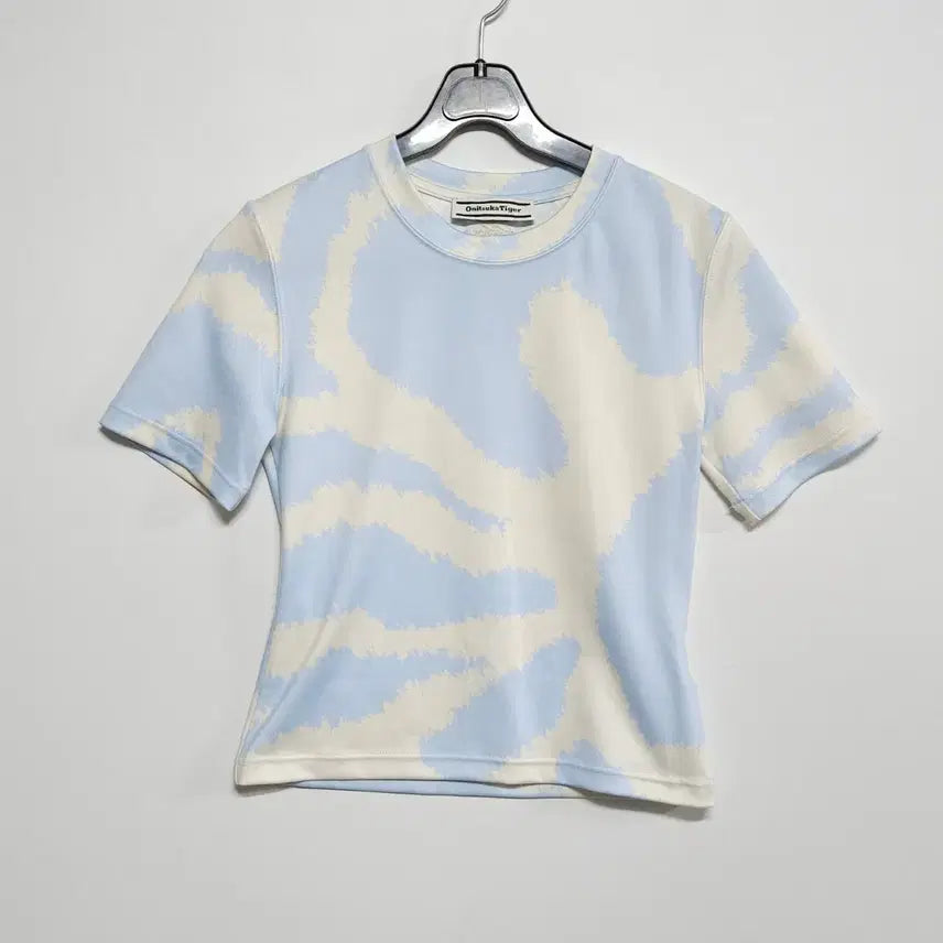 [BUNJANG] Onitsuka Tiger Pattern Short Sleeve T-Shirt Sky Blue / 오니츠카타이거 패턴 반팔 티셔츠 스카이블루