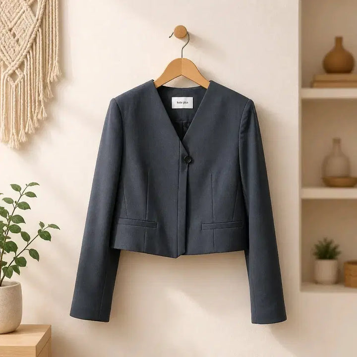 [BUNJANG] KUHOplus 2024 Cropped Collarless Jacket Size 1 / 구호플러스 2024 크롭 노카라 자켓 1사이즈