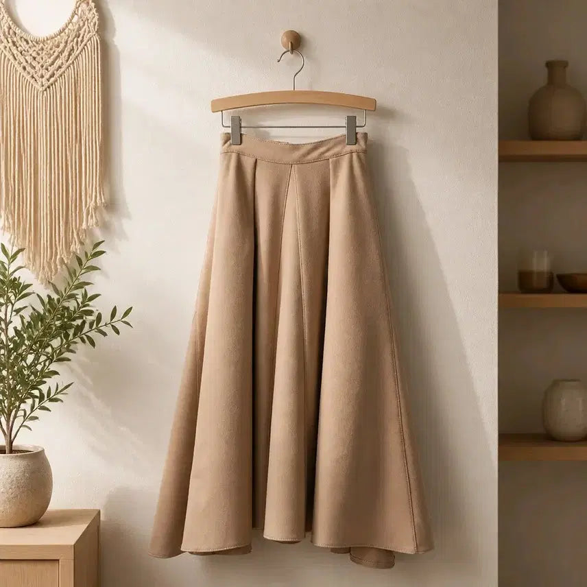 [BUNJANG] System Time 2022 Back-Banding Flare Long Skirt (Sizes 61-90) / 한섬 타임 2022 백밴딩 플레어 롱스커트 61-90사이즈