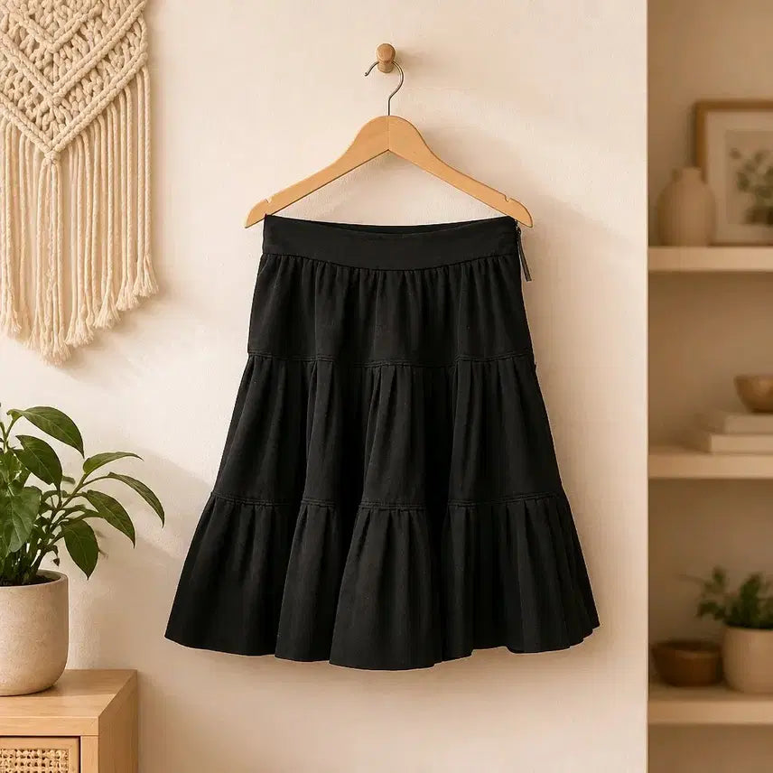 [BUNJANG] Lucky Chouette Atelier 2022 Black Tiered Flare Skirt / 럭키슈에뜨 아틀리에 2022 캉캉 플레어 스커트 36사이즈