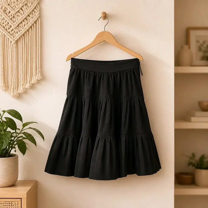 [BUNJANG] Lucky Chouette Atelier 2022 Black Tiered Flare Skirt / 럭키슈에뜨 아틀리에 2022 캉캉 플레어 스커트 36사이즈