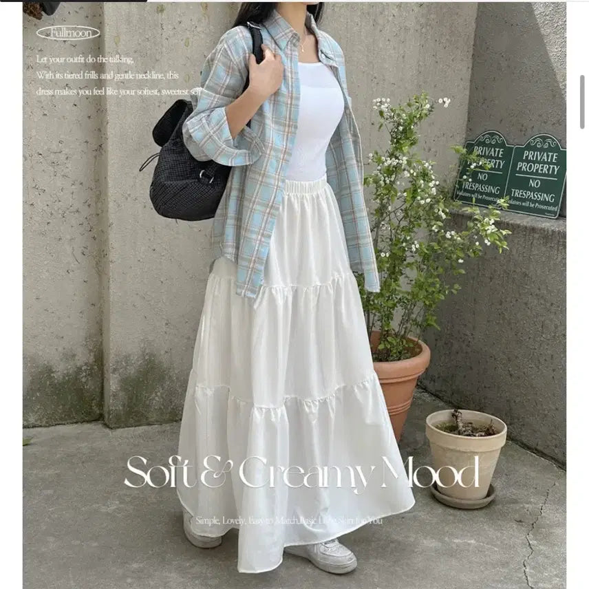 [BUNJANG] Avely White Tiered Long Skirt / 에이블리 화이트 캉캉 스커트