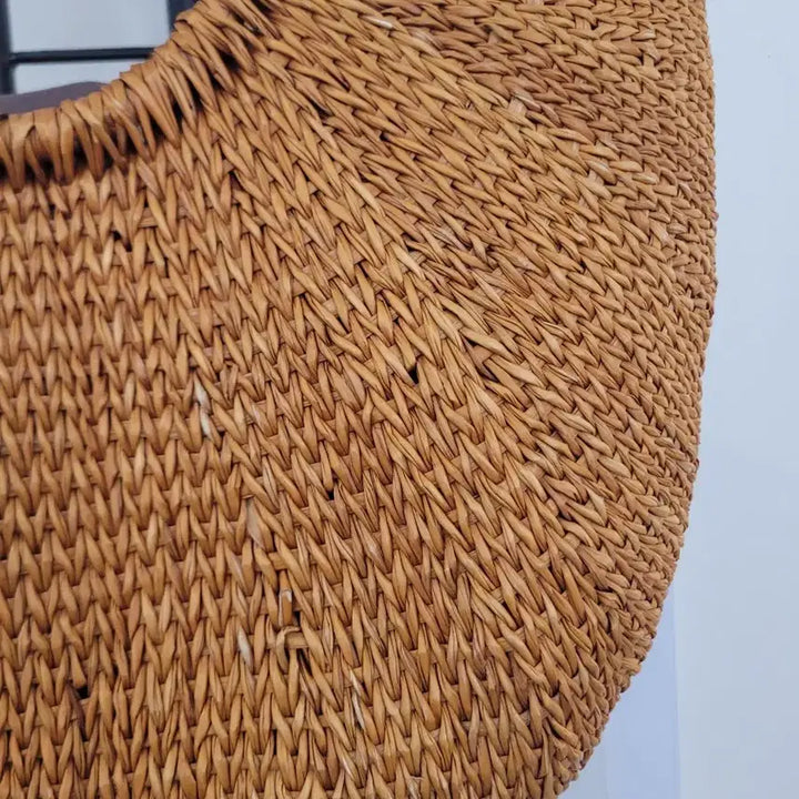 [BUNJANG] Rattan Round Handle Tote Bag Brown / 라탄백 둥근 손잡이 토트백 브라운