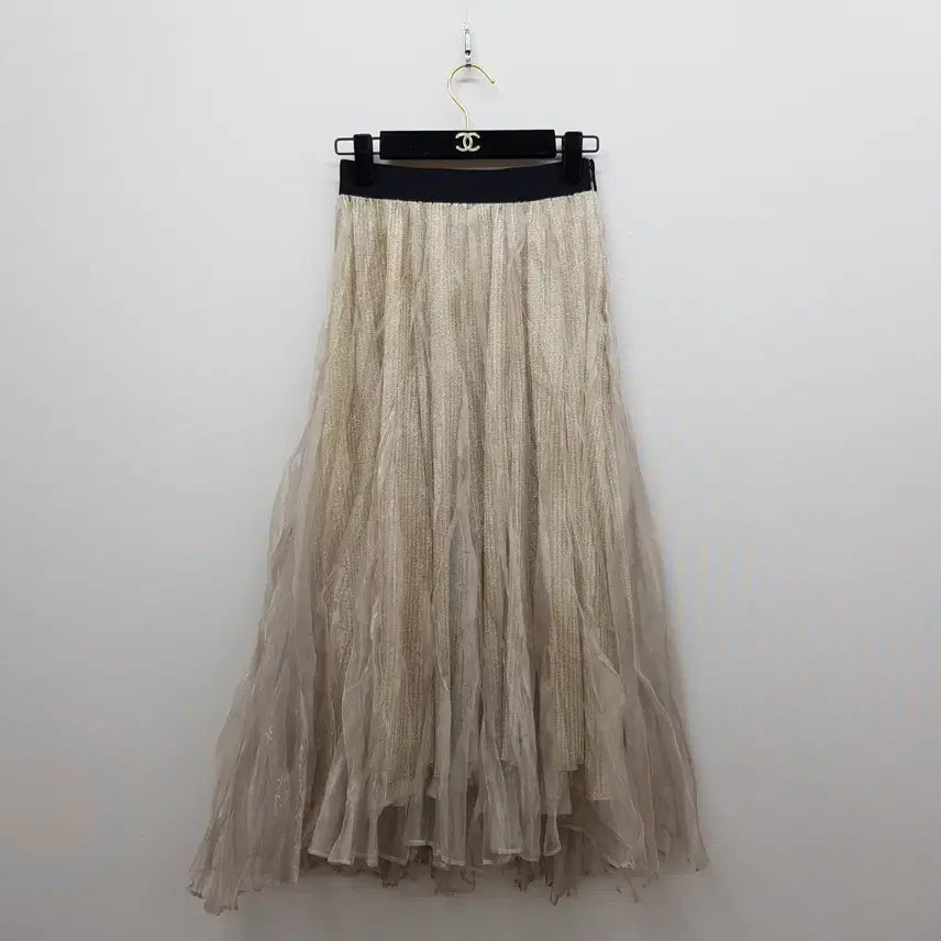 [BUNJANG] Hansem Langvance 2022 Shiny Pleated Long Skirt (Size 64-94) / 한섬 랑방 2022 샤이니 플리츠 롱 스커트 64-94사이즈