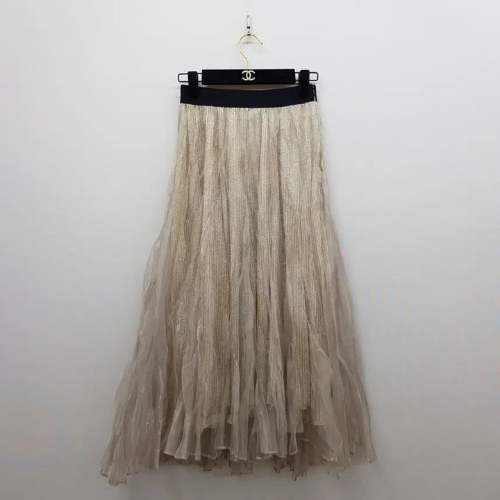 [BUNJANG] Hansem Langvance 2022 Shiny Pleated Long Skirt (Size 64-94) / 한섬 랑방 2022 샤이니 플리츠 롱 스커트 64-94사이즈