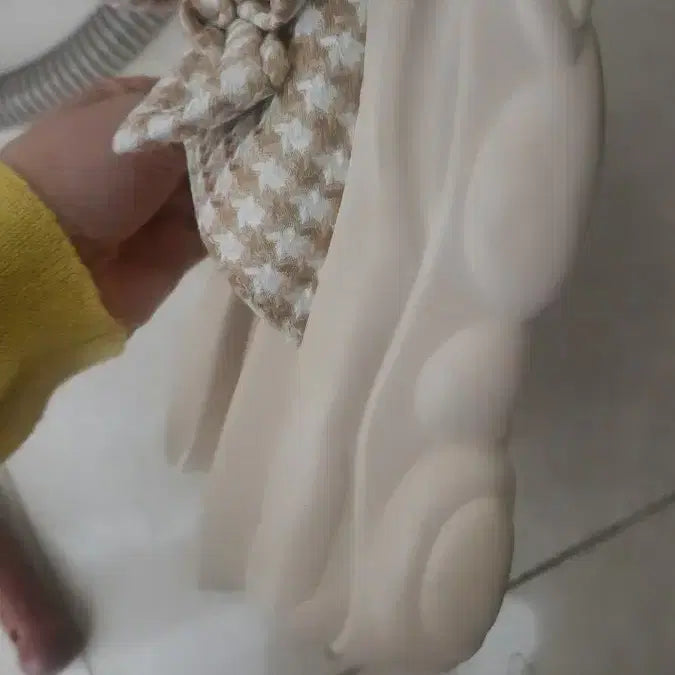 [BUNJANG] Check Ribbon Platform Slippers Beige / 체크 리본 통굽 슬리퍼 베이지 35