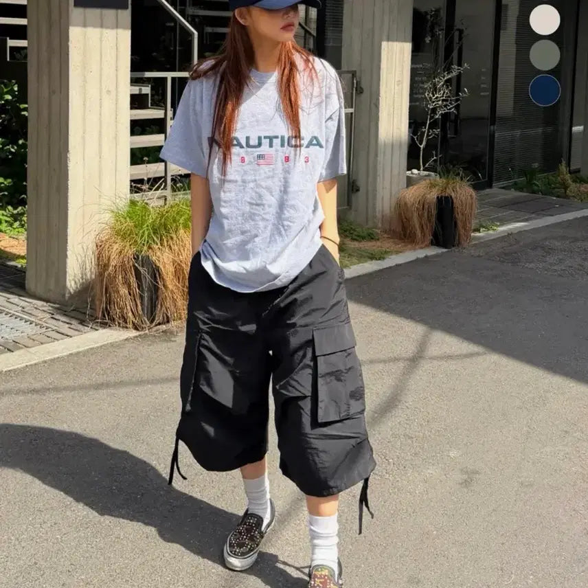 [BUNJANG] Nautica Mechanic Cargo Shorts 7-Length Pants Black XL / 노티카 메카닉 카고 쇼츠 7부 바지 블랙 XL