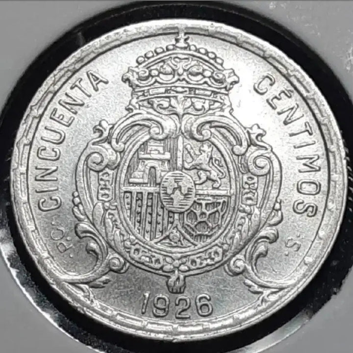 [BUNJANG] Spain 1926 50 Centimos Silver Coin - Uncirculated / [은화] 스페인 준미사용 1926년 50센티모스.외국주화 주화 화폐