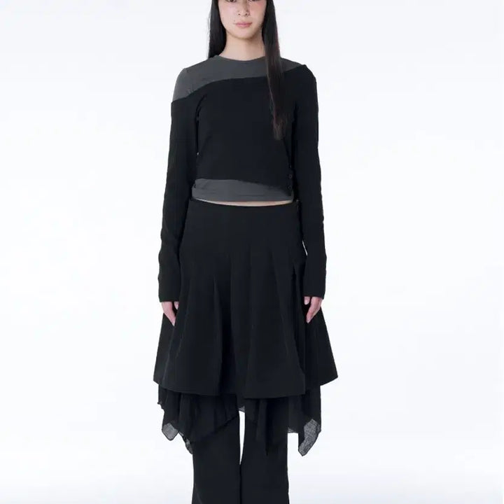 [BUNJANG] Miseki Seoul Layered Skirt Pants Set - Black / 미세키서울 레이어드 스커트 팬츠 세트 블랙