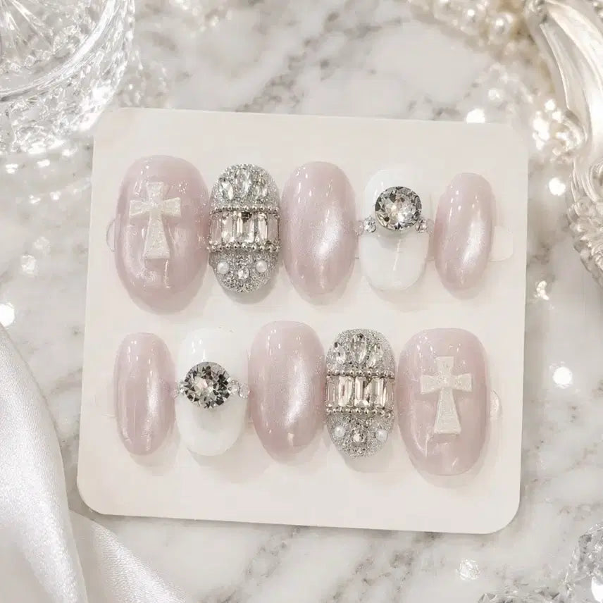 [BUNJANG] Pearl Cross Nail Tips / 103번 진주 크로스 네일팁