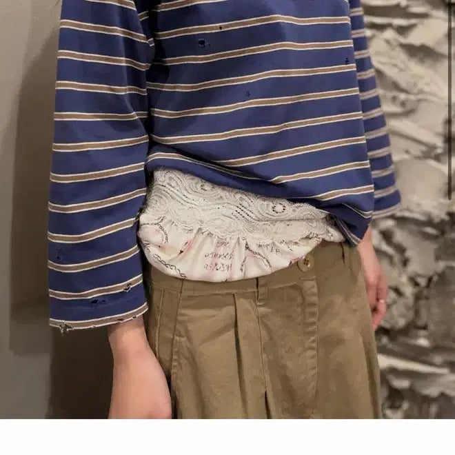 [SOLD OUT] 스탠드얼론 빈티지 레이스 스트라이프 져지 폴로