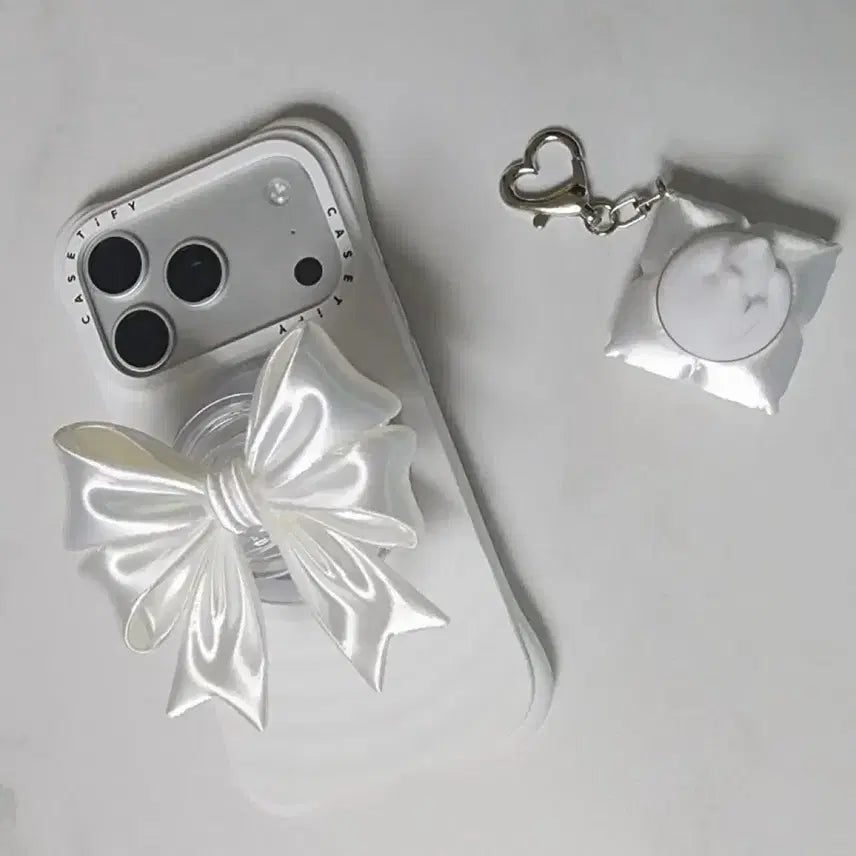 [BUNJANG] Ribbon Grip Tok Keychain with Cat Clicker / 그립톡 키캡 클리커 클릭커
