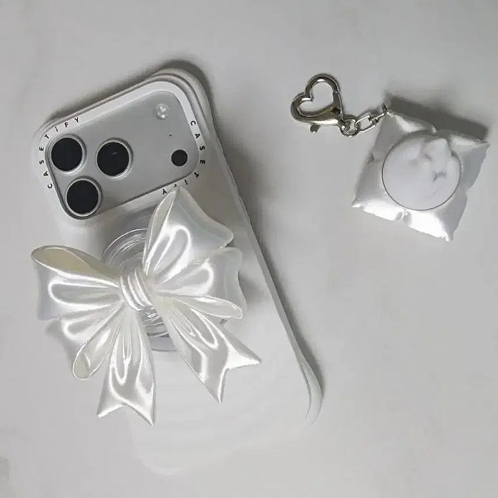 [BUNJANG] Ribbon Grip Tok Keychain with Cat Clicker / 그립톡 키캡 클리커 클릭커