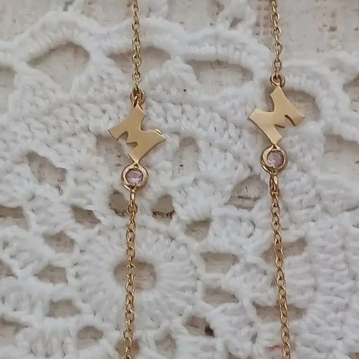 [BUNJANG] Metroseity Logo &amp; Gemstone Drop Earrings 14K Gold / 메트로시티 귀걸이