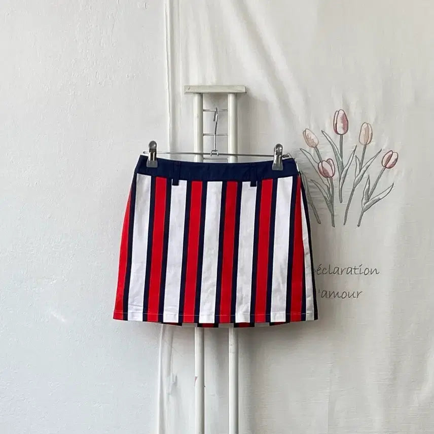 [BUNJANG] W.ANGLE Striped Golf Skirt / 와이드앵글(W.ANGLE)스트라이프 골프 스커트