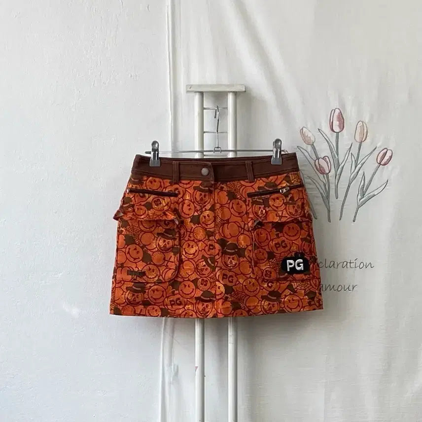 [BUNJANG] Pearly Gates Golf Wear Halloween Orange Skirt S / 파리게이츠 골프웨어 스커트 주황색 할로윈