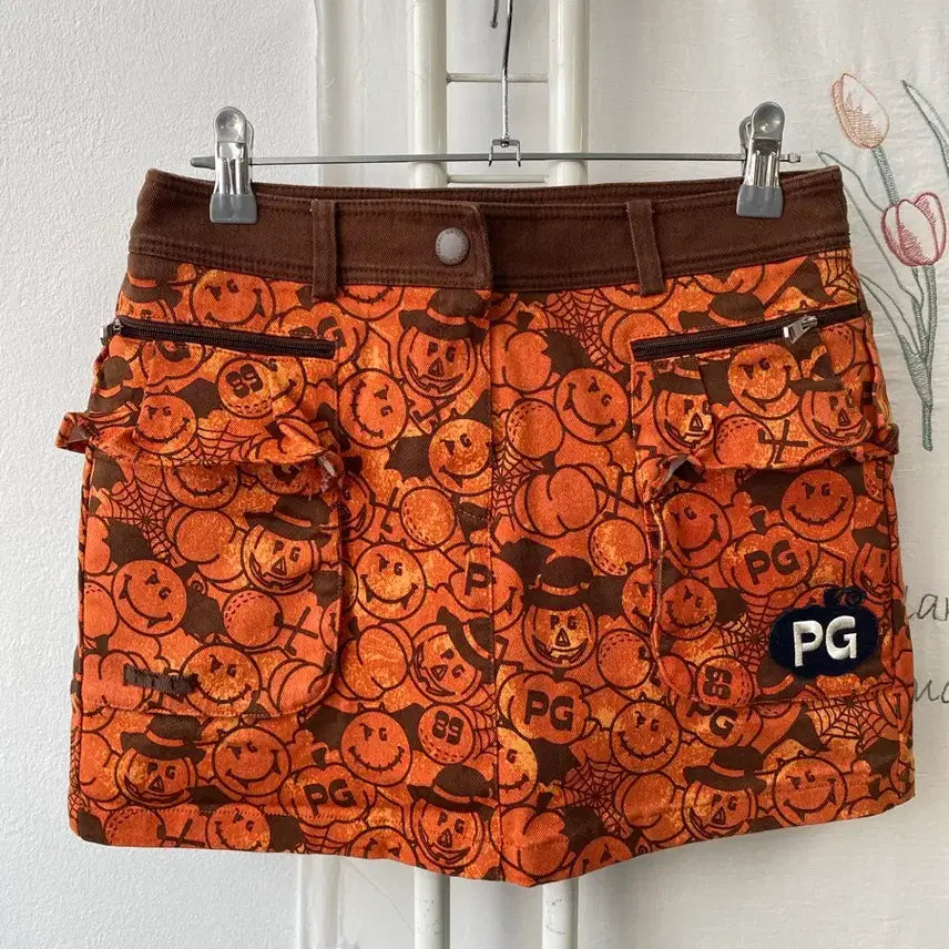 [BUNJANG] Pearly Gates Golf Wear Halloween Orange Skirt S / 파리게이츠 골프웨어 스커트 주황색 할로윈