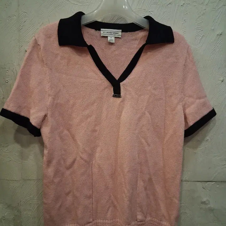 [BUNJANG] Saint John Sport Pink Short Sleeve Knit / 세인트존 스포츠 핑크 반팔 니트
