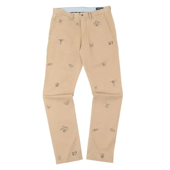[BUNJANG] Polo Ralph Lauren Embroidered Cotton Pants Beige / 폴로 랄프로렌 베이지 엠브로이드 코튼 팬츠