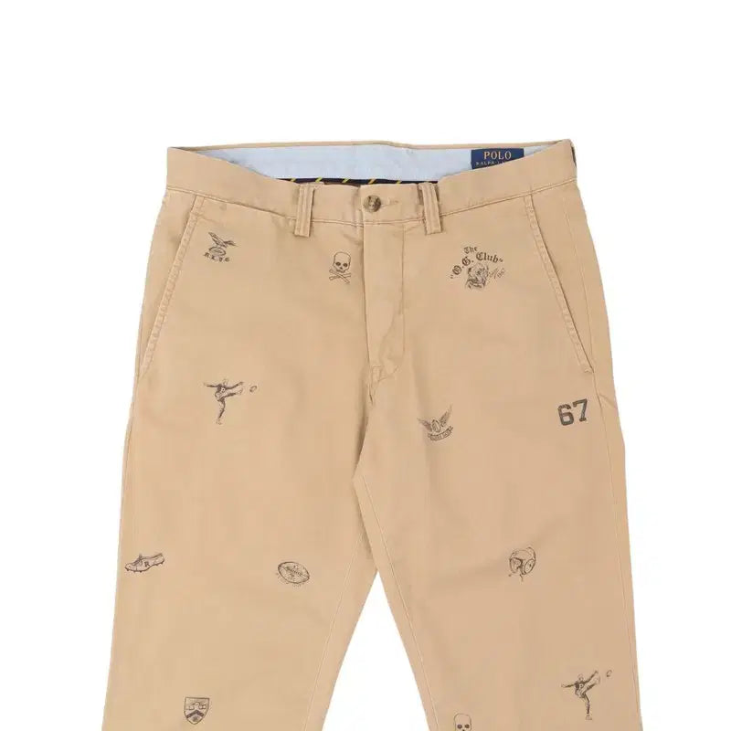 [BUNJANG] Polo Ralph Lauren Embroidered Cotton Pants Beige / 폴로 랄프로렌 베이지 엠브로이드 코튼 팬츠