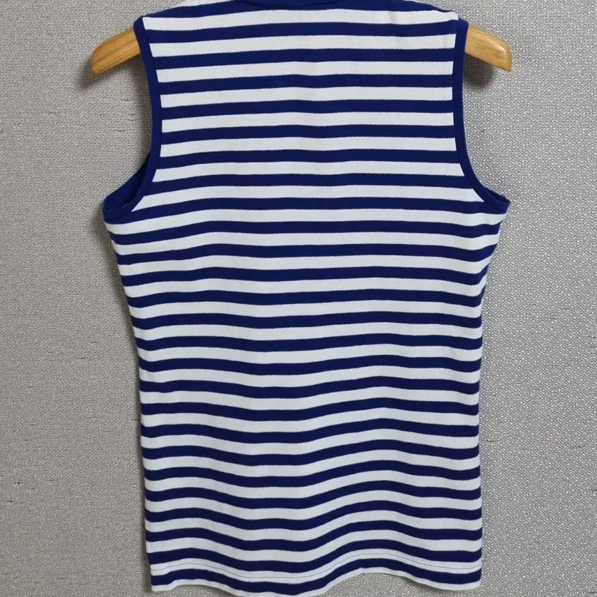 [BUNJANG] Lacoste Blue &amp; White Stripe Sleeveless Polo Shirt / 34) 라코스테 블루+화이트 스트라이프 PK 민소매