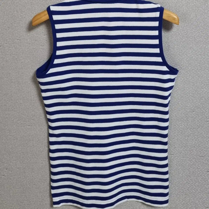 [BUNJANG] Lacoste Blue &amp; White Stripe Sleeveless Polo Shirt / 34) 라코스테 블루+화이트 스트라이프 PK 민소매