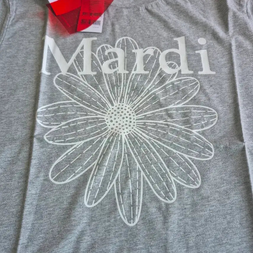 [BUNJANG] Mardi Mercredi Flower Short-Sleeved T-Shirt Gray One Size / 마르디 메크르디 플라워 반팔티 그레이 원사이즈