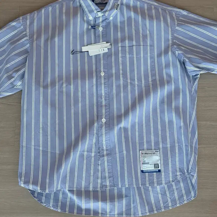[BUNJANG] Mihara Yasuhiro Instru Stripe Short Sleeve Shirt / (새상품)미하라 야스히로 인스트루 스트라이프 반팔 셔츠