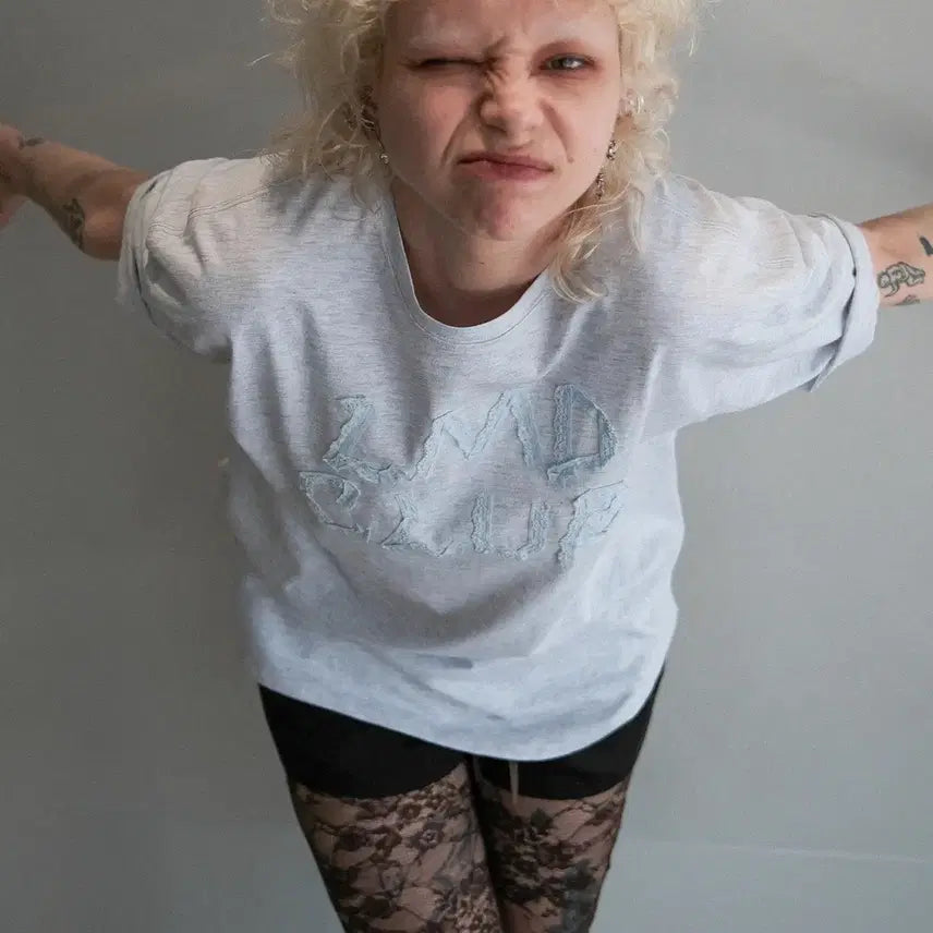 [BUNJANG] Elwood Rough Lace T-Shirt Heather Gray / 새상품) 엘무드 러프 레이스 티셔츠 헤더그레이