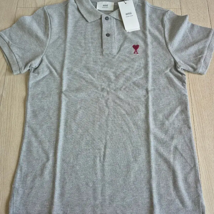 [BUNJANG] AMI Heart Logo Polo Shirt Grey / AMI 하트 로고 카라티 그레이