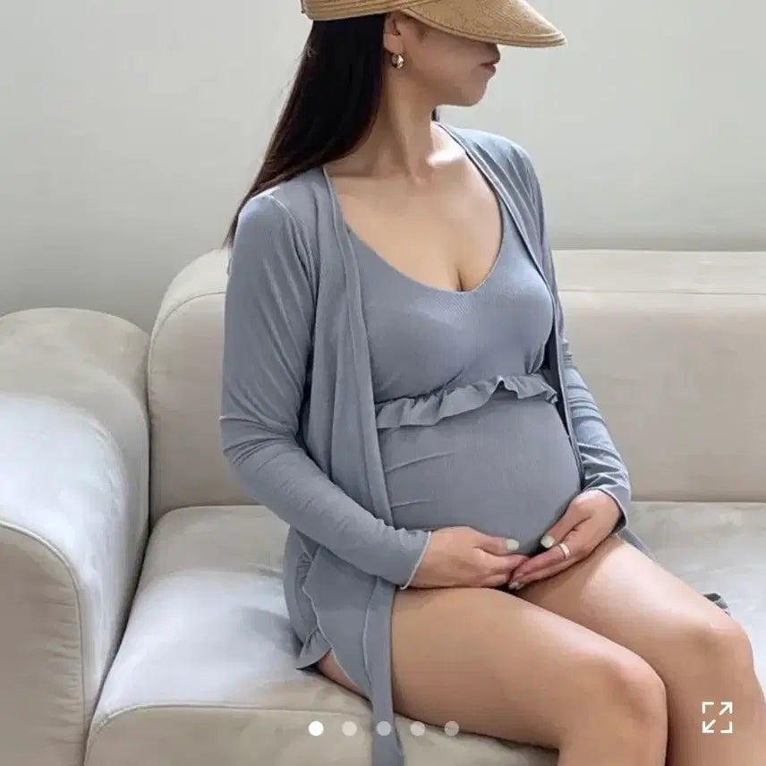 [BUNJANG] Maternity Monokini Swimsuit with Cardigan Set / 임산부 모노키니 수영복 가디건 세트 새상품
