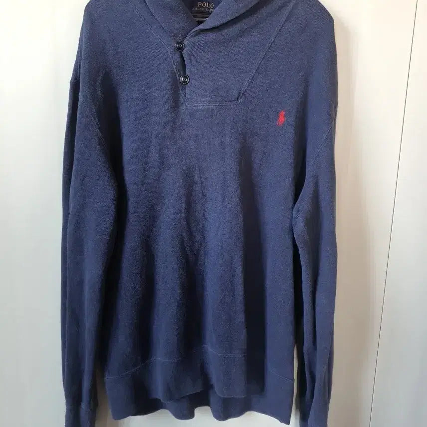 [BUNJANG] Polo Ralph Lauren Shawl Collar Knit Navy L / 폴로 랄프로렌 숄카라 니트 L 네이비