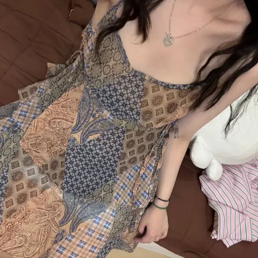 [BUNJANG] Patchwork Sleeveless Dress / 패치워크 나시원피스