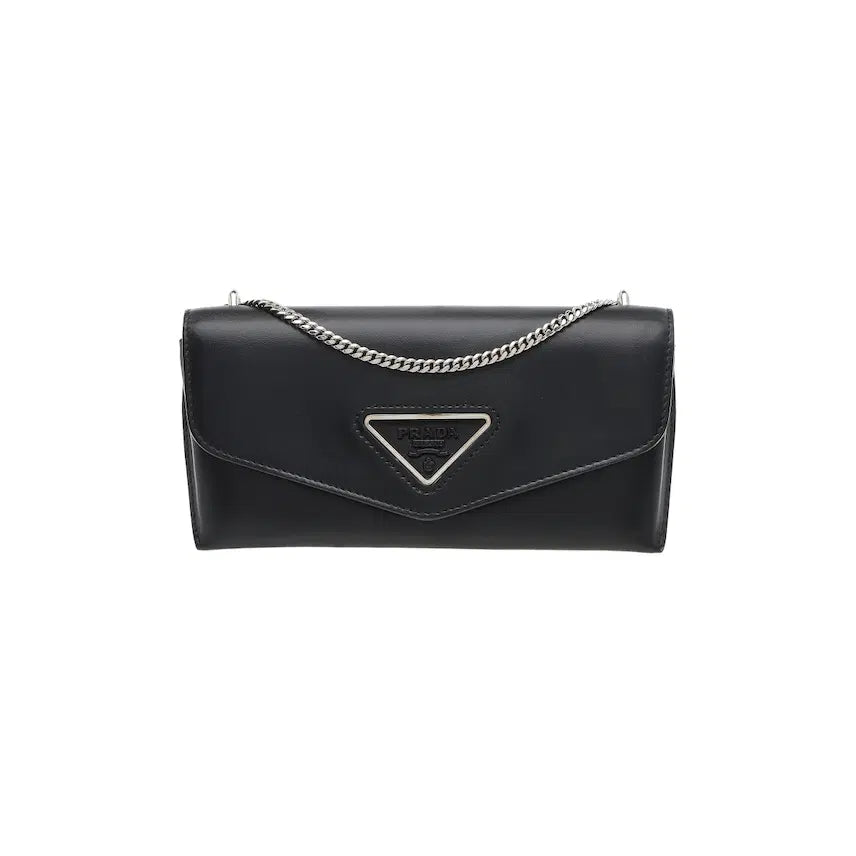 [BUNJANG] Prada Envelope Chain Shoulder Bag Black Leather / 프라다 엔벨로프 체인 숄더백