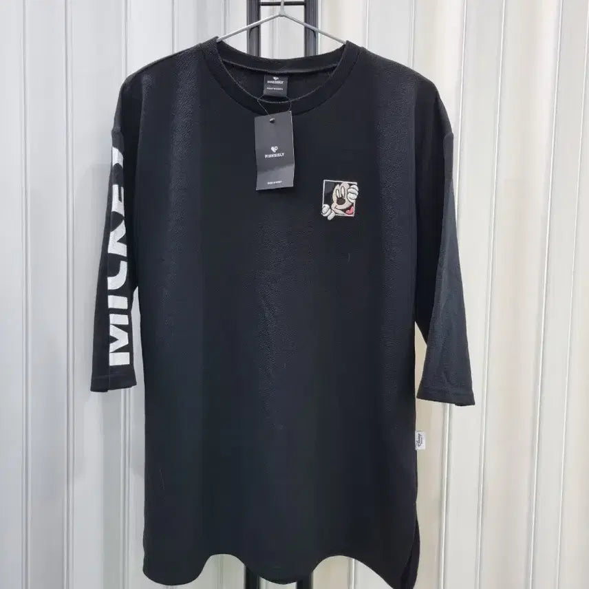 [BUNJANG] Mickey Mouse 3/4 Sleeve T-Shirt Black / 미키마우스 7부 소매 티셔츠 블랙