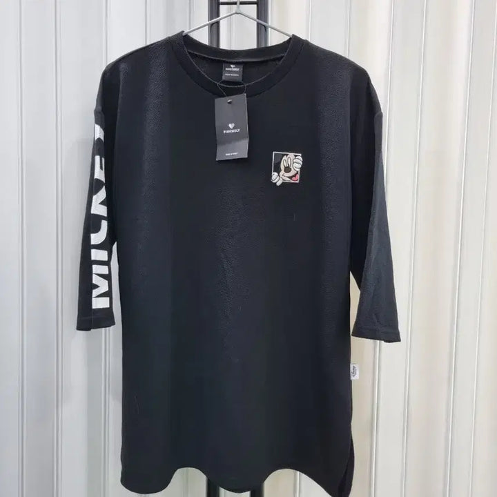 [BUNJANG] Mickey Mouse 3/4 Sleeve T-Shirt Black / 미키마우스 7부 소매 티셔츠 블랙