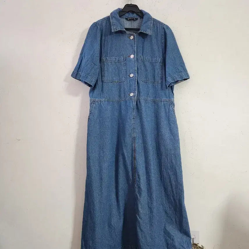 [BUNJANG] Crisp Blue Denim Shirt Dress / 바스락청색 데님 원피스 셔츠형