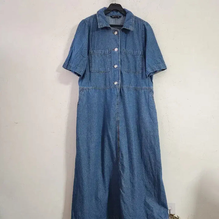 [BUNJANG] Crisp Blue Denim Shirt Dress / 바스락청색 데님 원피스 셔츠형