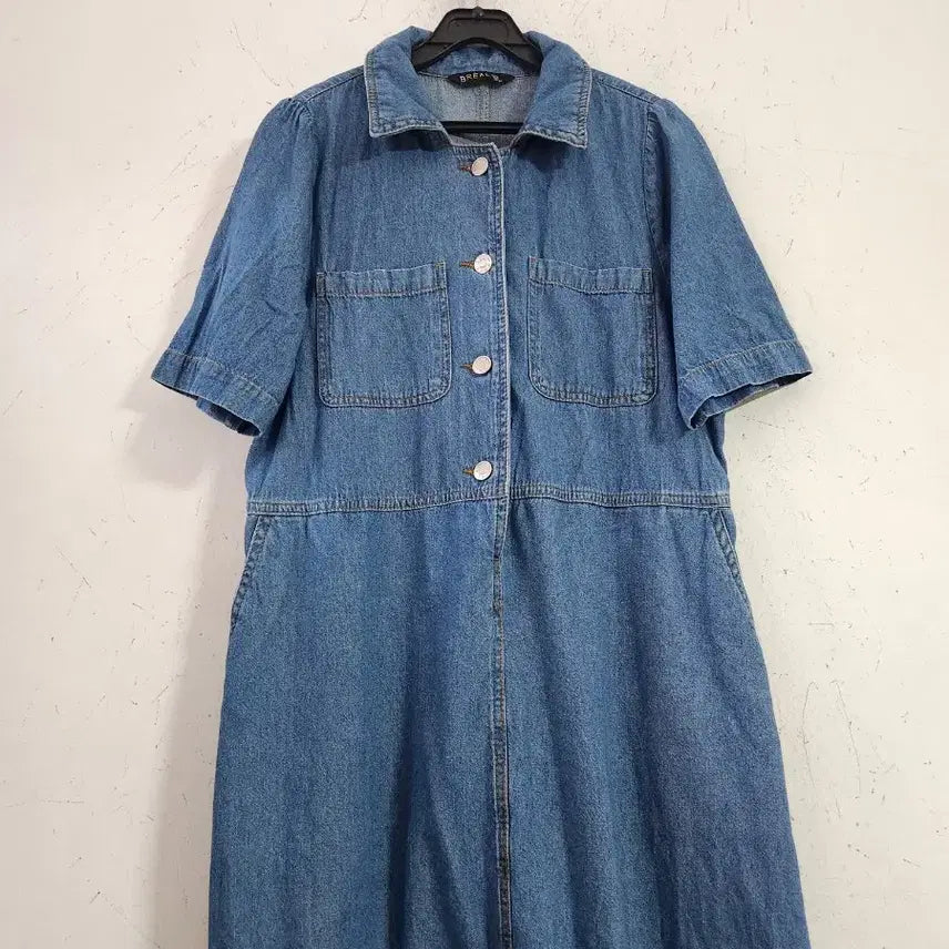 [BUNJANG] Crisp Blue Denim Shirt Dress / 바스락청색 데님 원피스 셔츠형