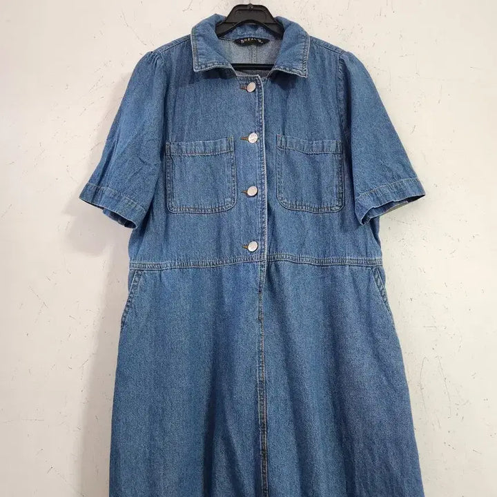 [BUNJANG] Crisp Blue Denim Shirt Dress / 바스락청색 데님 원피스 셔츠형