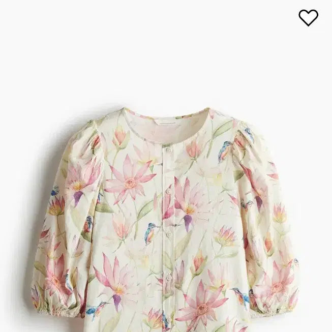 [BUNJANG] H&amp;M Linen Blend Floral Bird Print Blouse / H&amp;M 린넨 블라우스